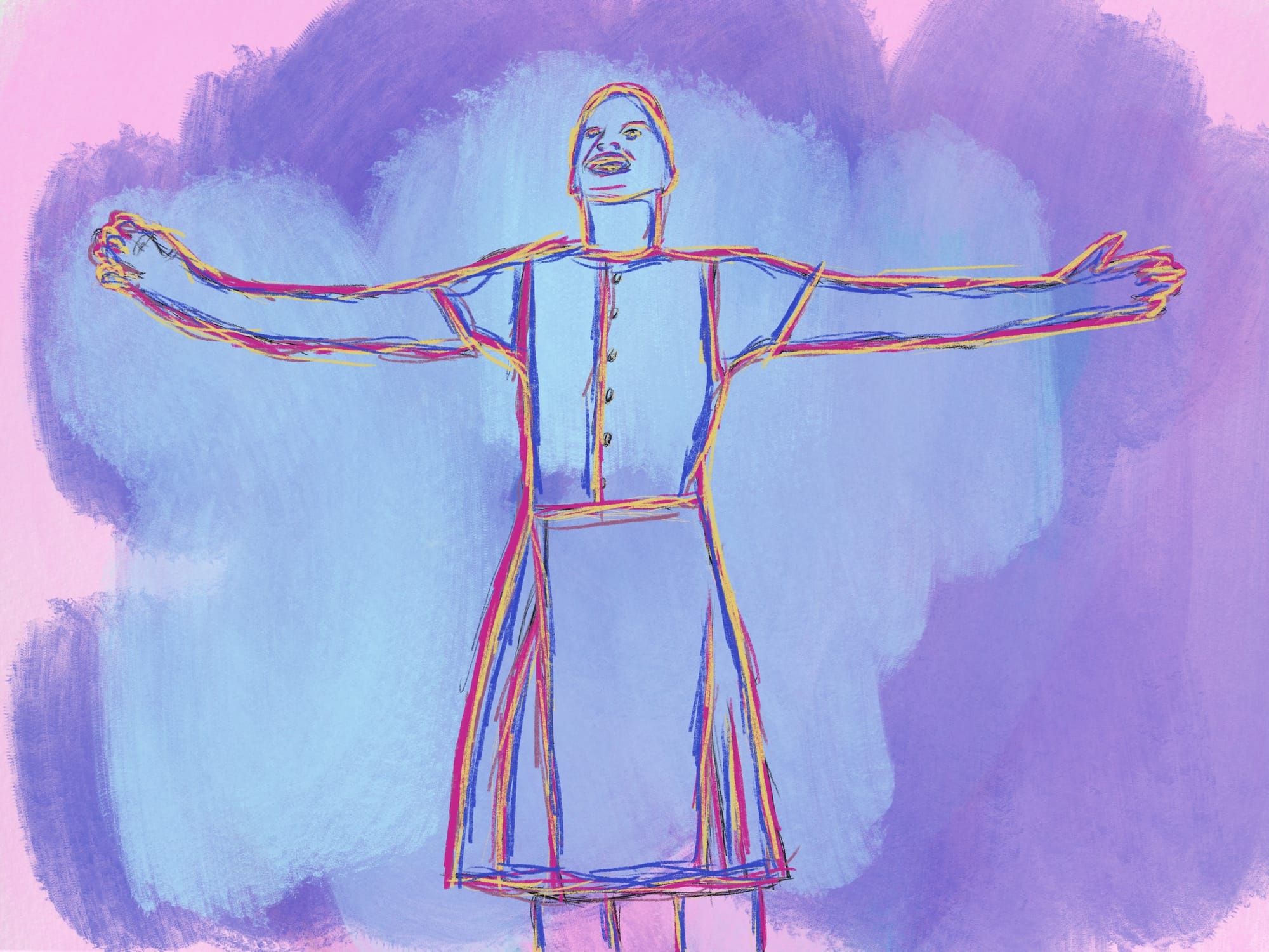 A sketch of The Doctor in a kilt.